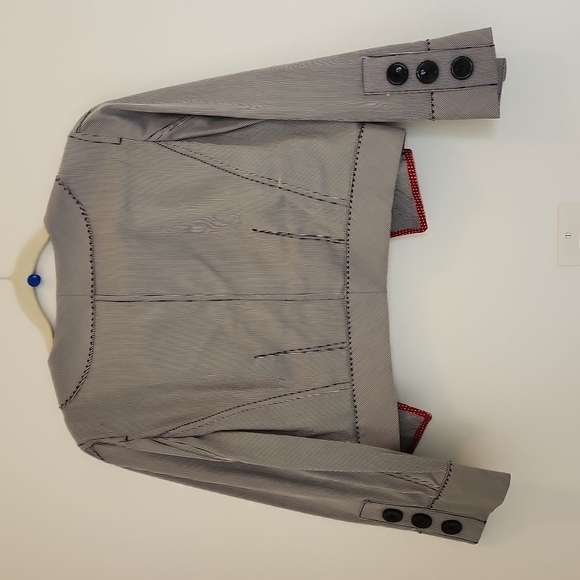 LOFT BOLERO JACKET PINSTRIPES W/RED STITCHING.  SIZE 10 - Picture 3 of 3